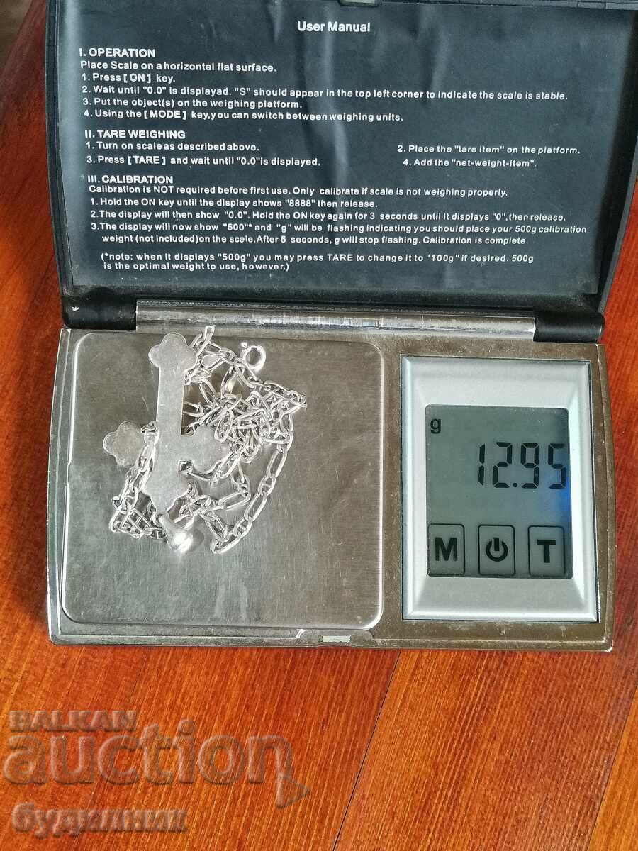 Сребърен Масивен синджир с висулка. 57см. 925 Проба. Пускам - 6 Сребърен Масивен синджир с висулка. 57см. 925 Проба. Пускам - 6