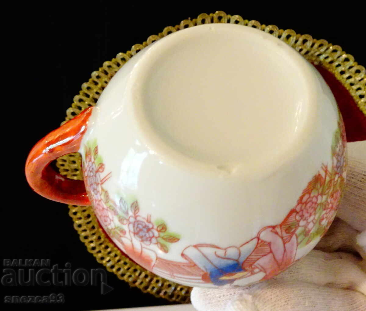 Cană pentru lapte din porțelan japonez, aur - 5