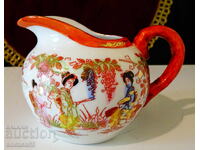 Cană japoneză din porțelan, aur, gheise