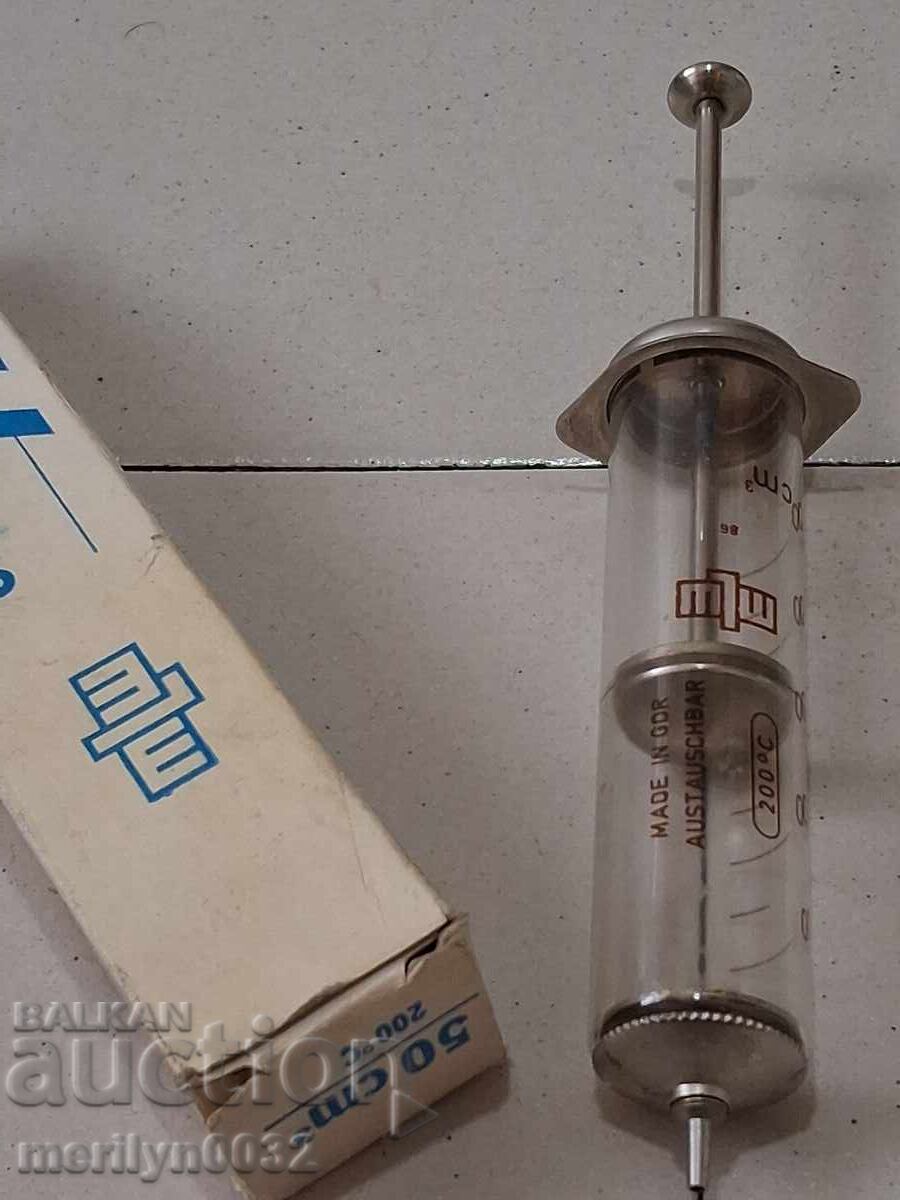 Спринцовка стъклена инжекция произведена в Германия DDR - 6