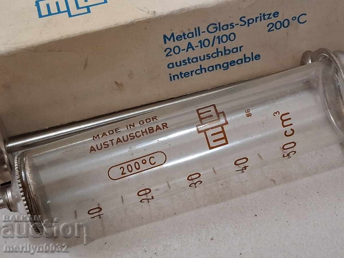 Спринцовка стъклена инжекция произведена в Германия DDR - 7