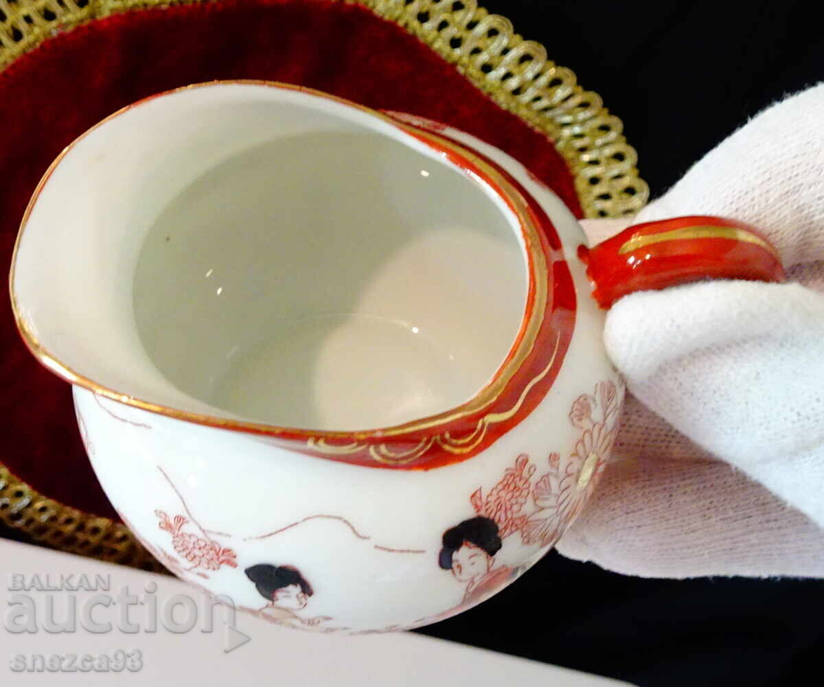 Cană, căniță porțelan japonez, aur, gheise - 6