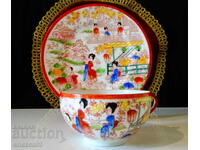 Ceașcă cu farfurie din porțelan japonez