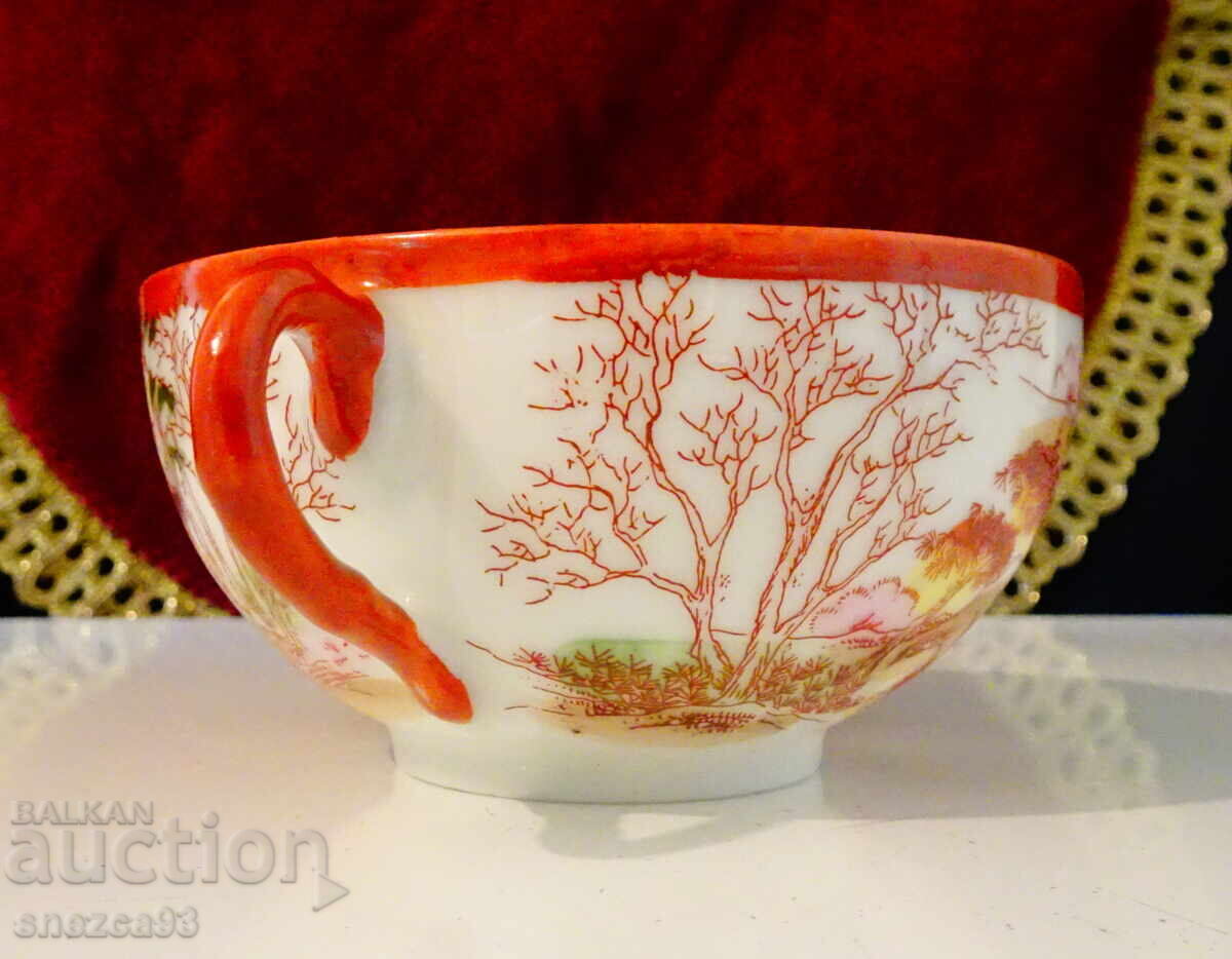 Ceașcă de porțelan japonez Kutani, coajă de ou - 5
