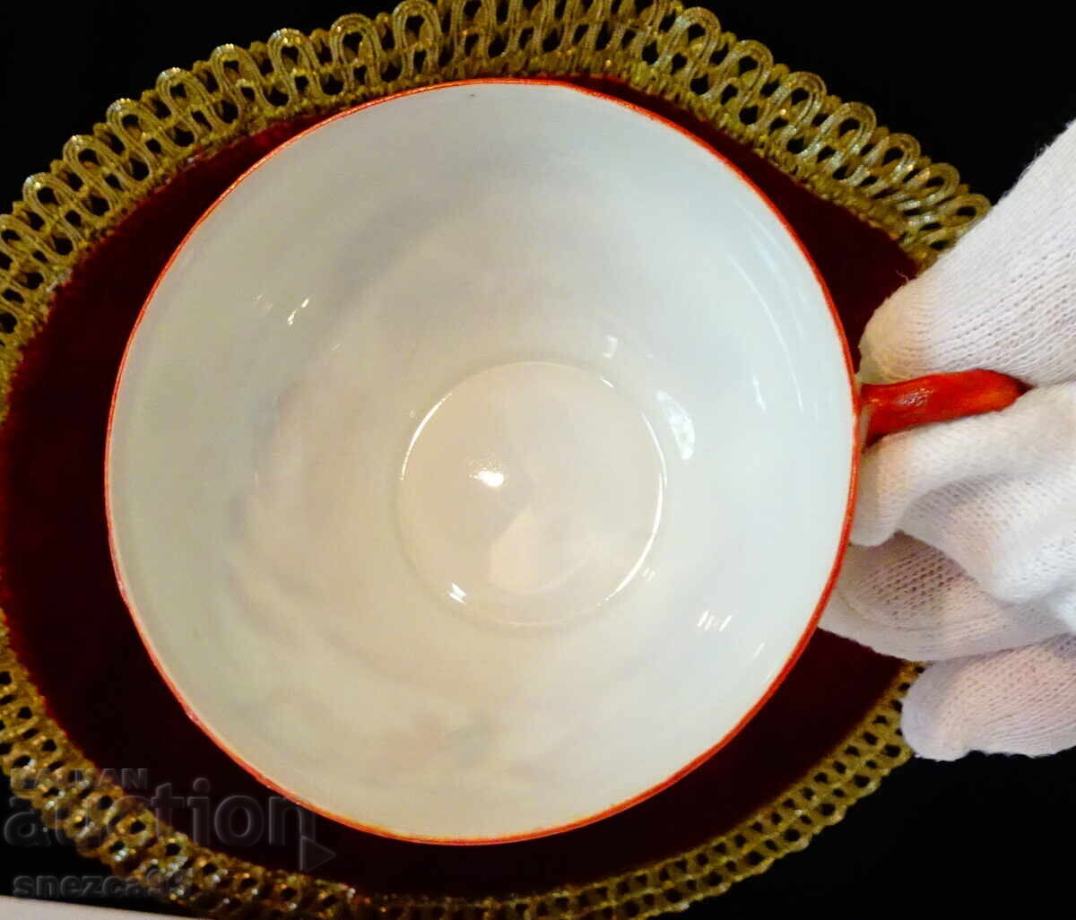 Ceașcă de porțelan japonez Kutani, coajă de ou - 6