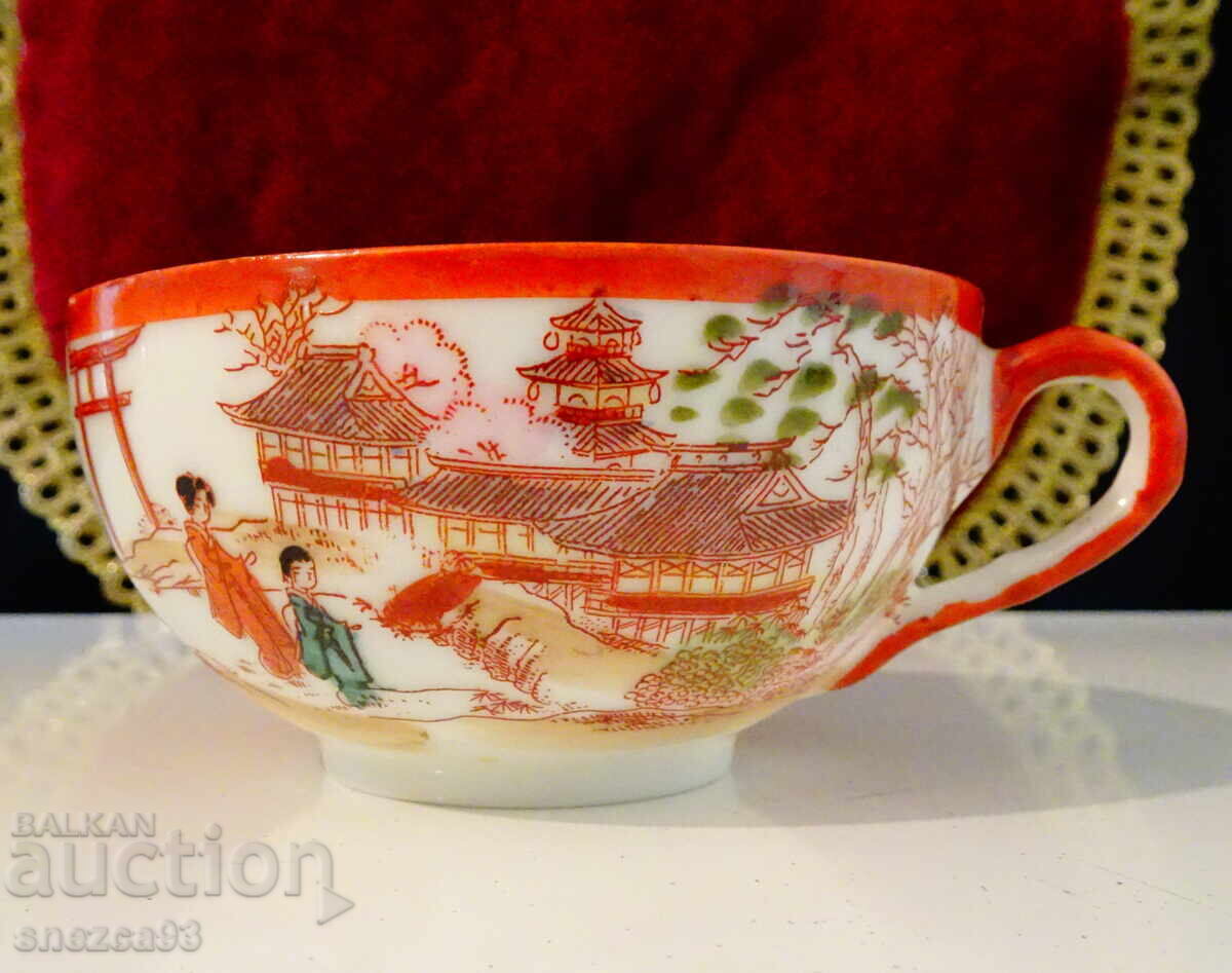 Ceașcă de porțelan japonez Kutani, coajă de ou