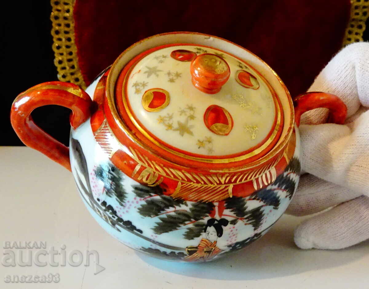 Sugar bowl Japanese porcelain Kutani, gold - 5