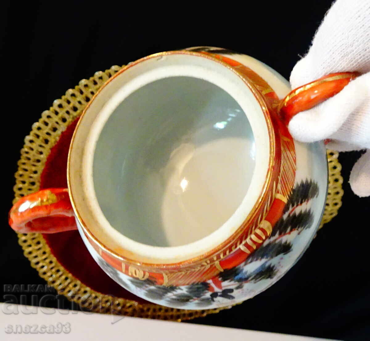 Sugar bowl Japanese porcelain Kutani, gold - 6