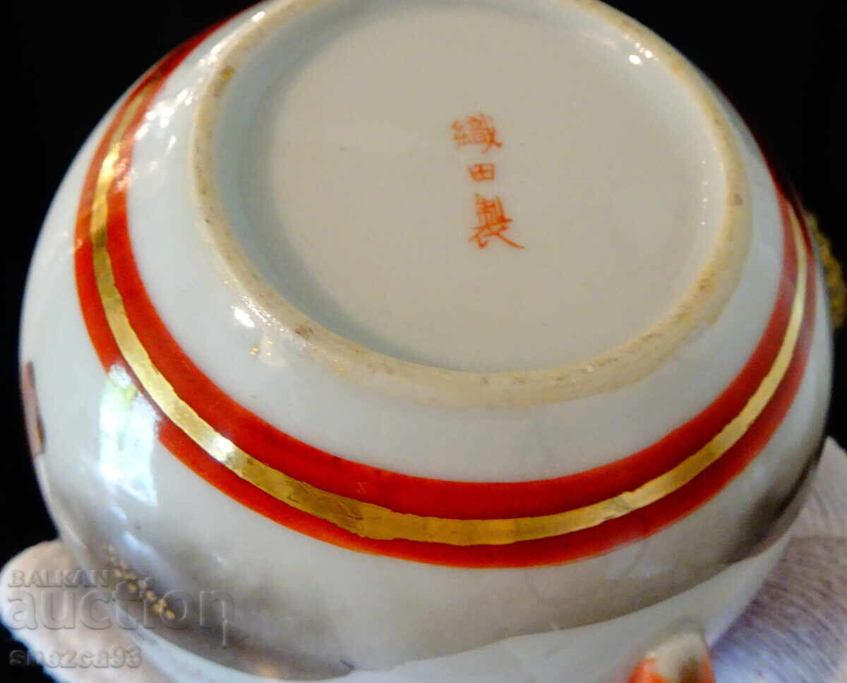 Sugar bowl Japanese porcelain Kutani, gold - 7