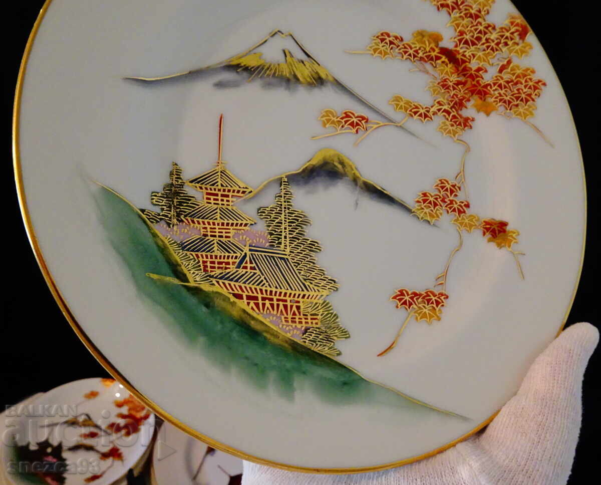Παράδοση Πιάτο ιαπωνικό πορσελάνινο Satsuma Kazan, χρυσό