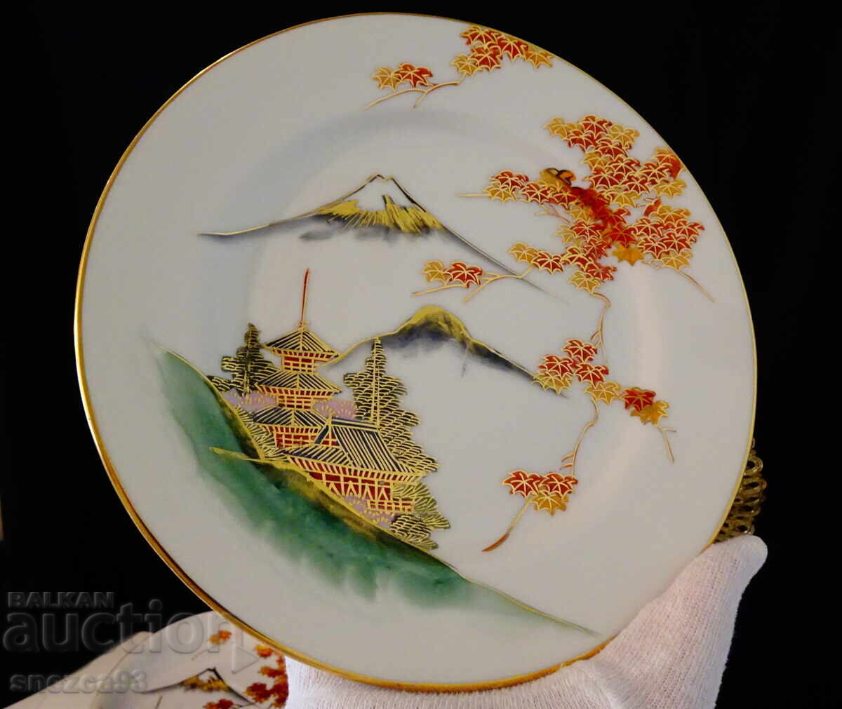 Πιάτο ιαπωνικό πορσελάνινο Satsuma Kazan, χρυσό - 7