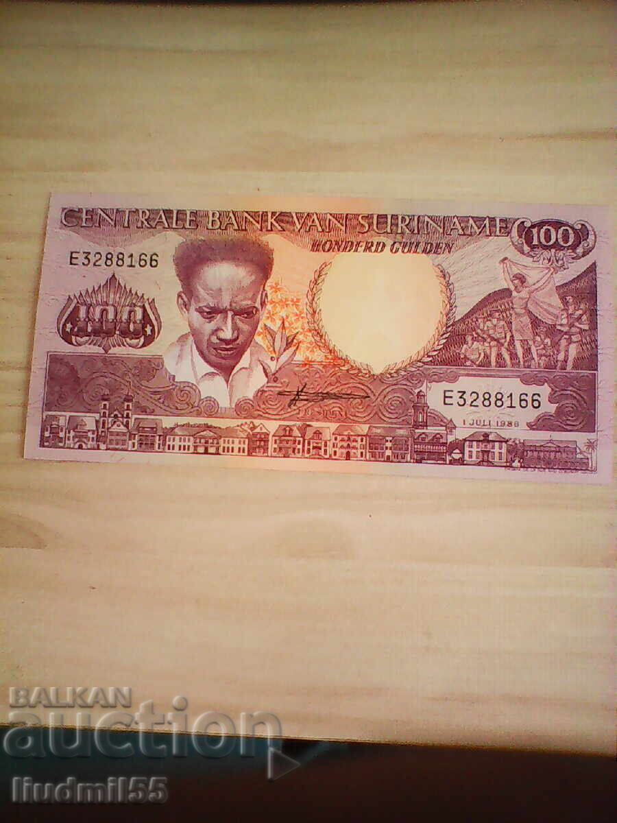 Суринам - 100 гулдена UNC | 1986г. Суринам - 100 гулдена UNC | 1986г.