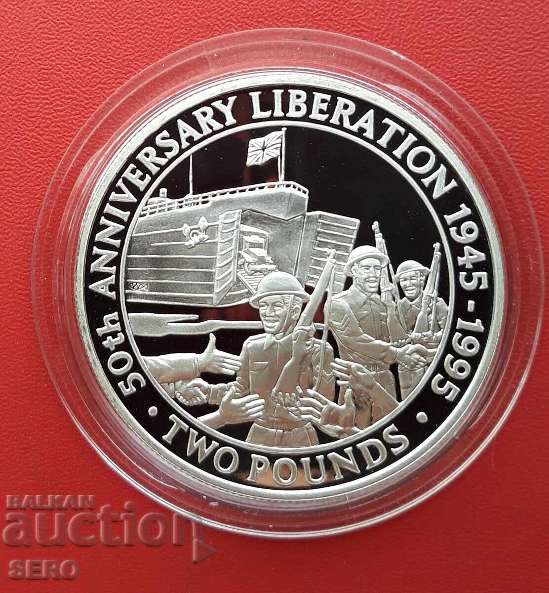 Остров Гърнси-2 паунда 1995-50 г. от края на II-та св.война Остров Гърнси-2 паунда 1995-50 г. от края на II-та св.война