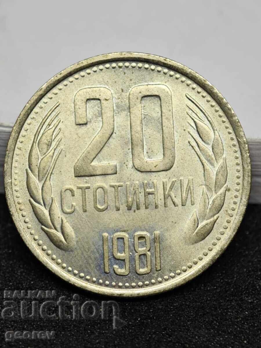20 Stotinki 1981 g με τιμή 60.00 BGN | € 30.68