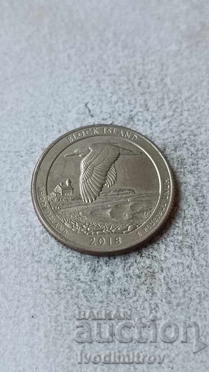 USA 25 Cents 2018 P Block Island National Wildlife Refuge