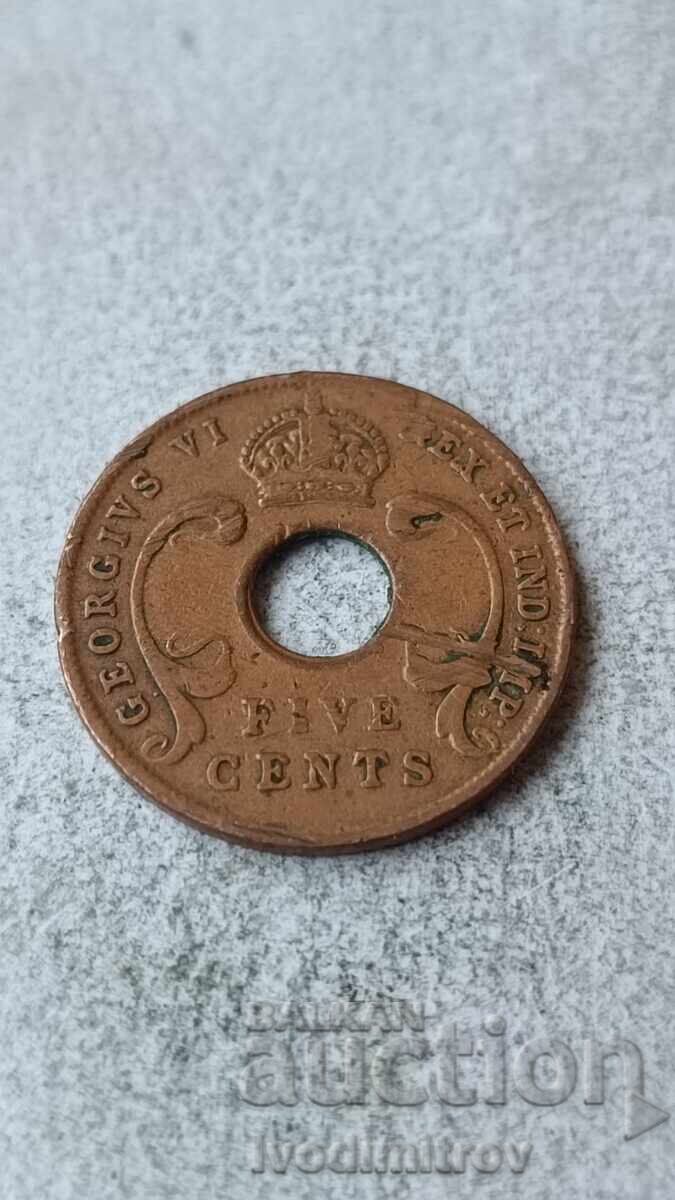 British East Africa 5 Cents 1943 British East Africa 5 Cents 1943