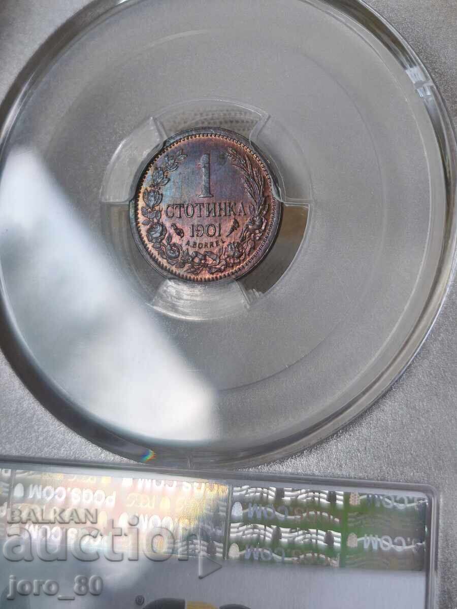 Auction  1 Stotinka 1901 Bulgaria PCGS *MS 64 RB