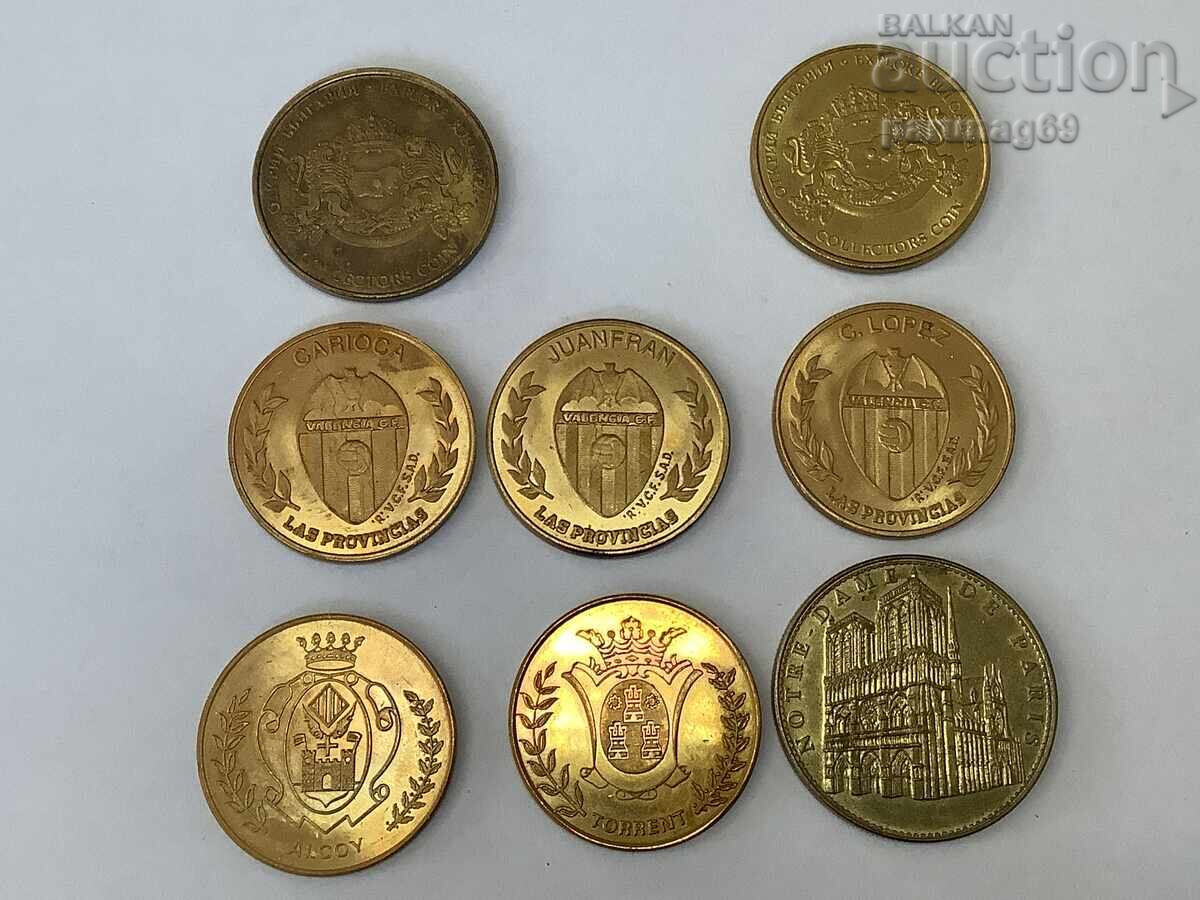 Λοτ αναμνηστικών μεταλλίων από Ισπανία, Γαλλία και Βουλγαρία, 9 τεμάχια με τιμή 24.00 BGN | € 12.27 Λοτ αναμνηστικών μεταλλίων από Ισπανία, Γαλλία και Βουλγαρία, 9 τεμάχια με τιμή 24.00 BGN | € 12.27