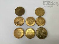 Lot of Souvenir Medals from Spain, France and Bulgaria, 9 pieces