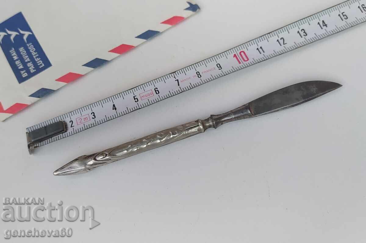 Antique scalpel, silver handle with ornaments - 5