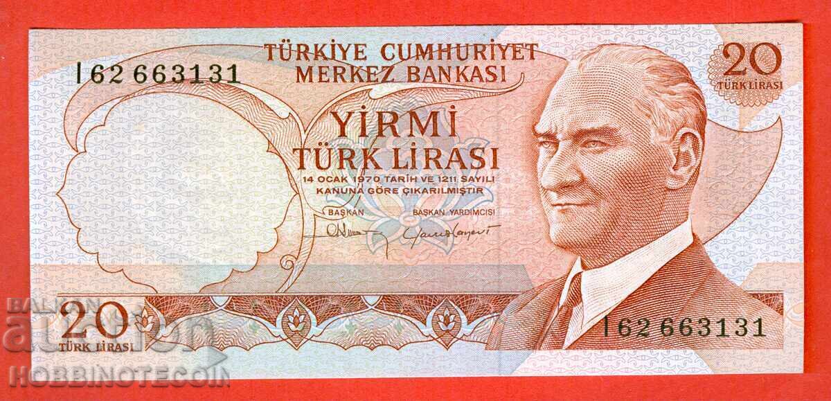 ТУРЦИЯ TURKEY 20 Лири серия I - 1970 - 1974 НОВА UNC