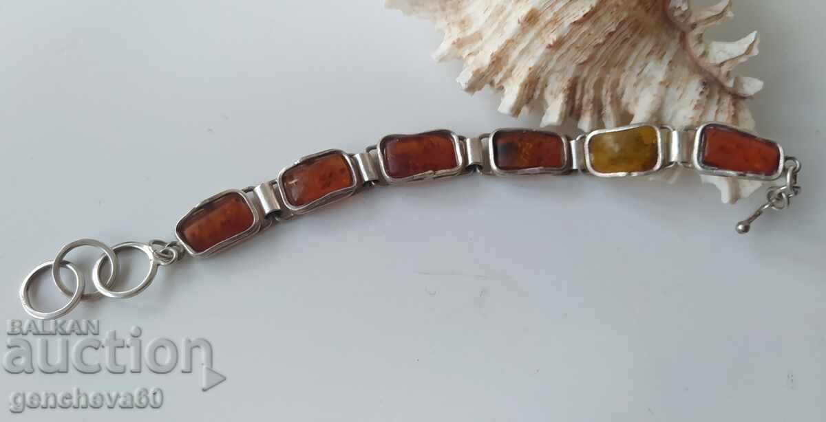 Delivery of Old Bracelet with Baltic Amber Silver 925 / 23g Delivery of Old Bracelet with Baltic Amber Silver 925 / 23g