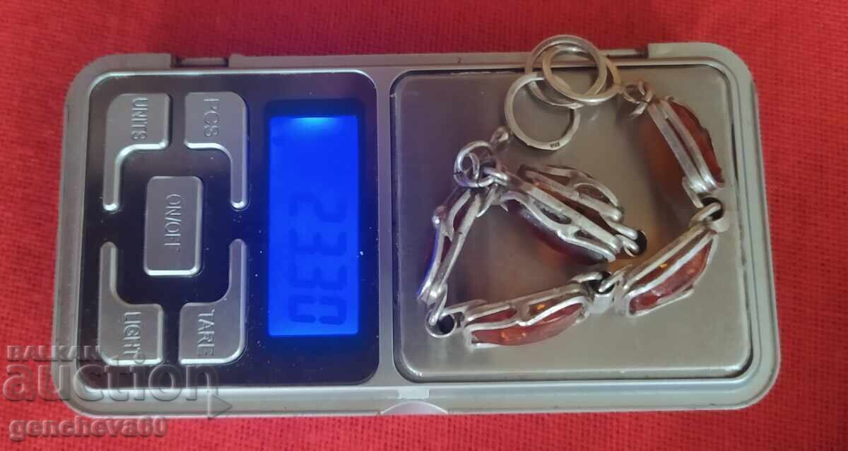 Old Bracelet with Baltic Amber Silver 925 / 23g - 7 Old Bracelet with Baltic Amber Silver 925 / 23g - 7