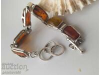 Brățară veche cu chihlimbar baltic argint 925/23g