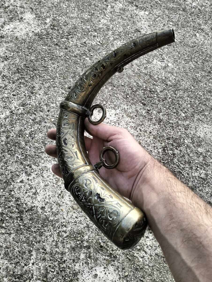 Mare butoiaș de alamă pentru praf de pușcă