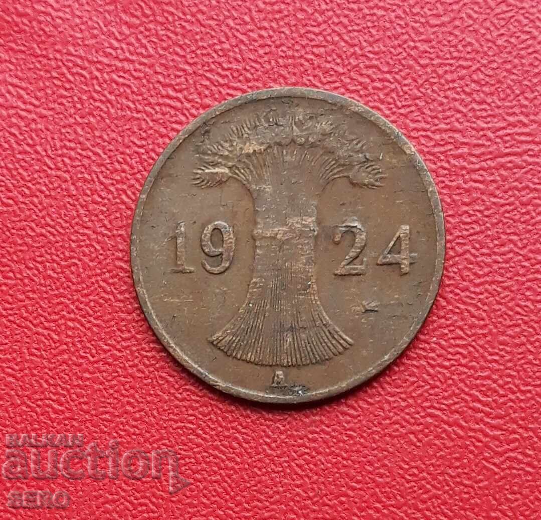 Германия-1 пфениг 1924 А-Берлин с цена 0.50 лв. | € 0.26