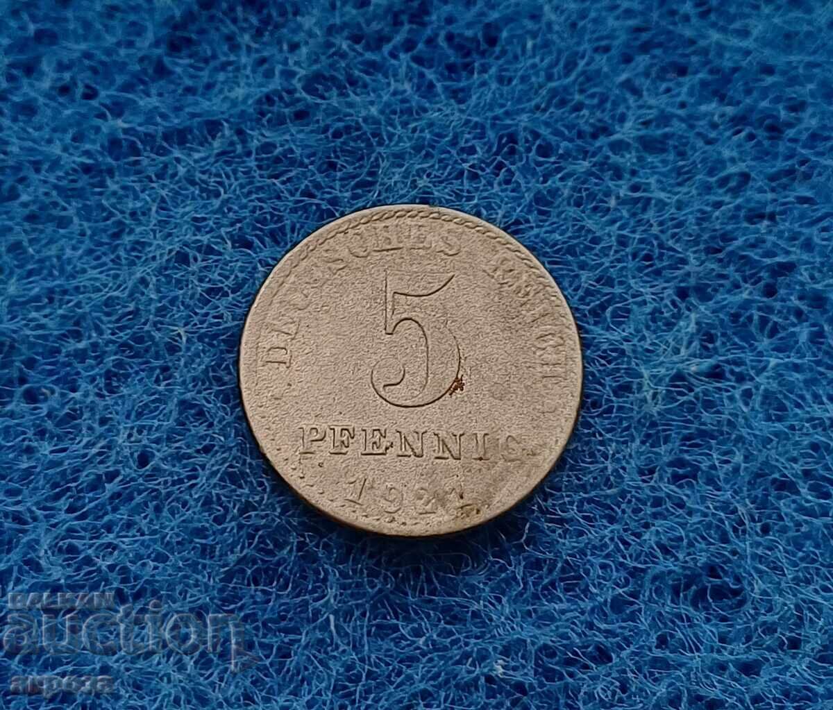 5 πφένιγκ Γερμανία 1921 σιδερένια