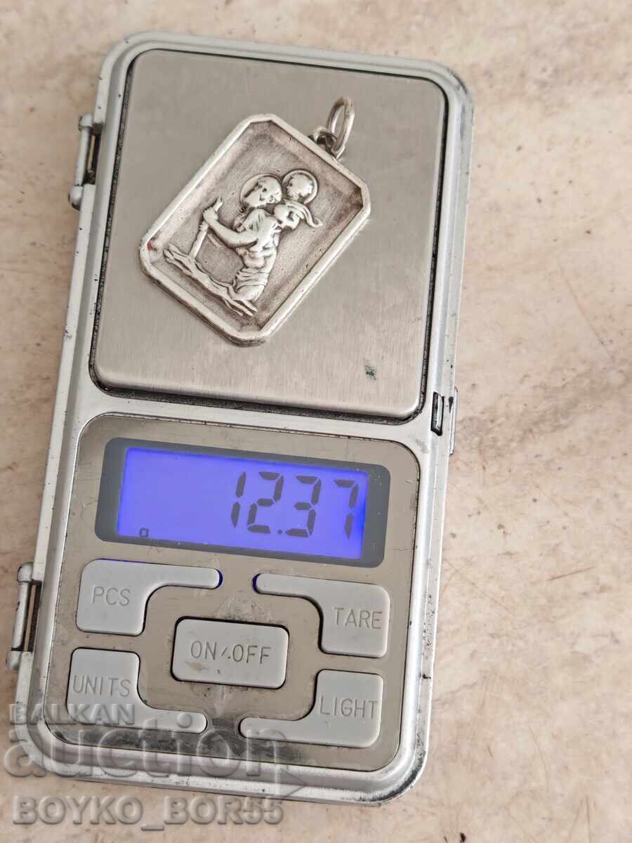 Доставка на Старинен Сребърен Медальон Свети Христофор