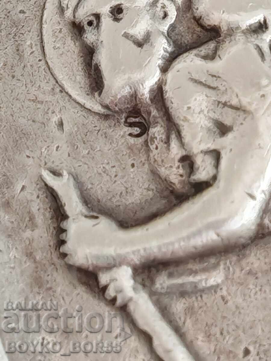 Старинен Сребърен Медальон Свети Христофор - 5