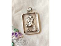 Старинен Сребърен Медальон Свети Христофор