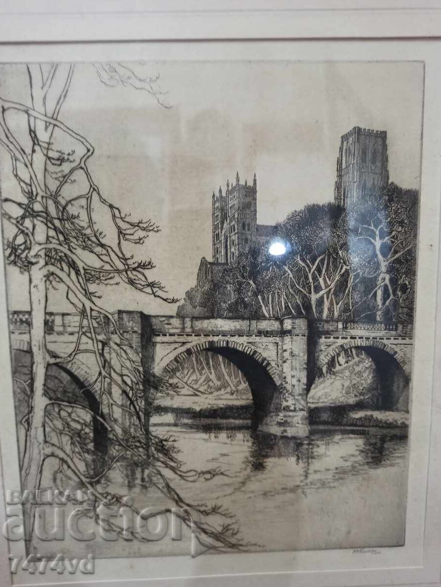 Gravură veche de autor, desen de artistul M.Rudge cu preț € 150.00 | 293.38 BGN