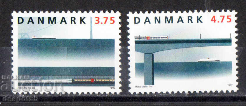 1997. Δανία. Σιδηροδρομική γραμμή πάνω από τη Μεγάλη Ζώνη