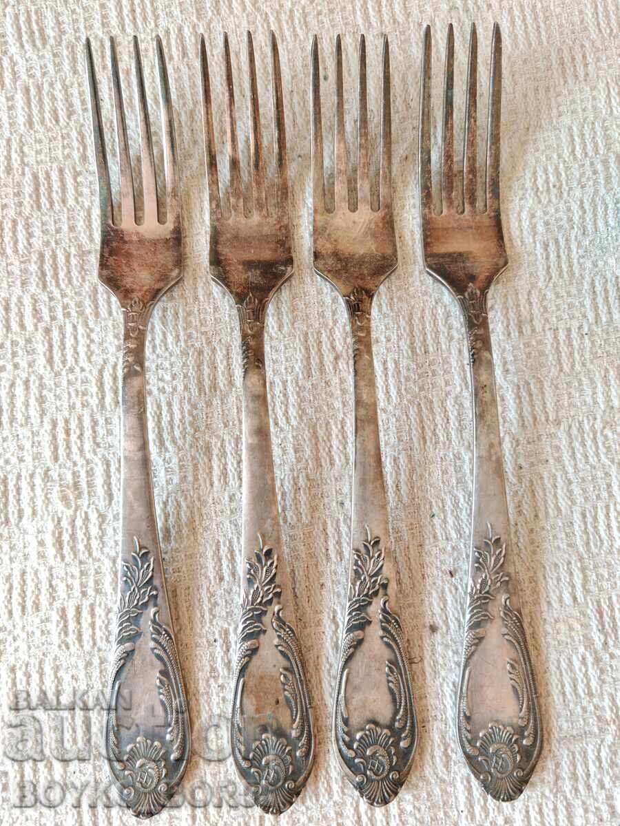 Оригинални Руски Соц СССР Мелхиор Дълбоко Посребрени Вилици