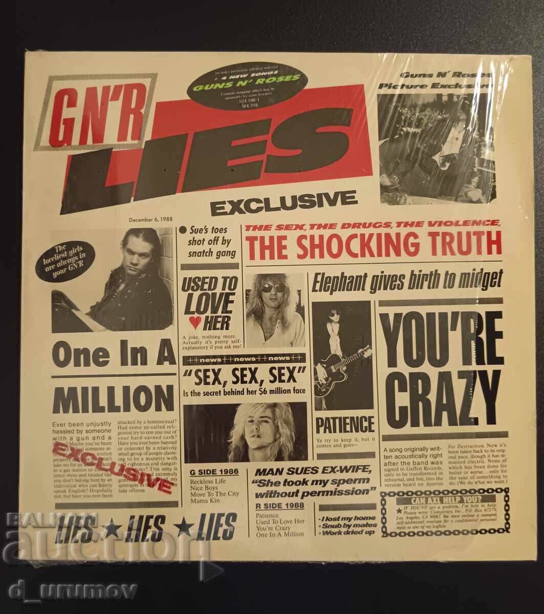 Guns N' Roses – G N' R Lies Record/Ltd Edition, Bandana/ - RARE with price 160.00 BGN | € 81.81