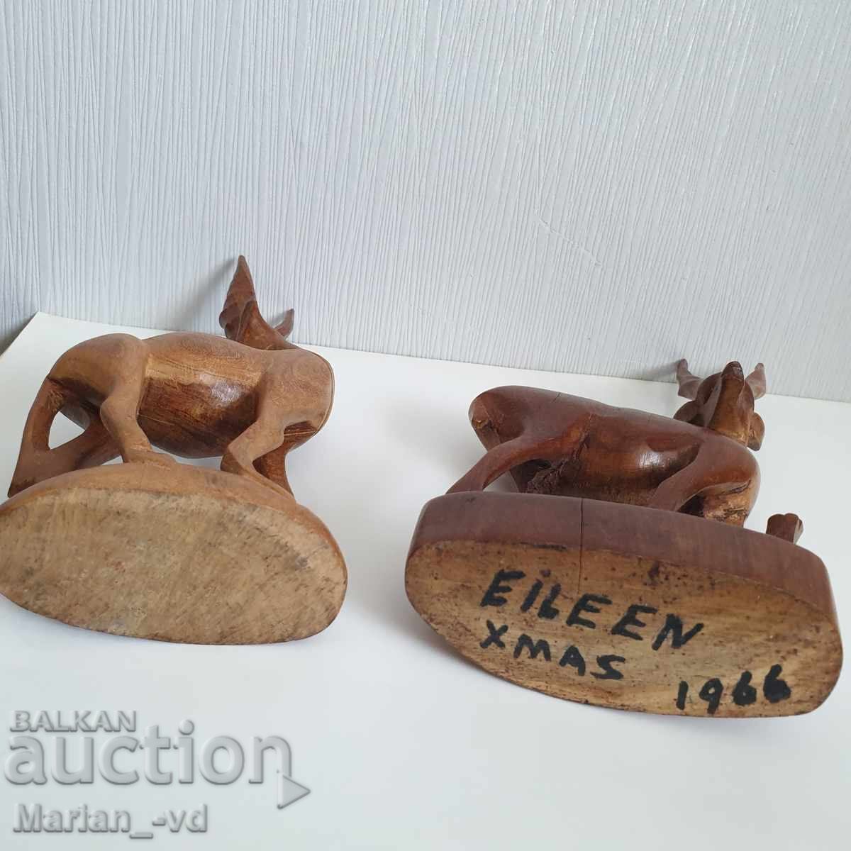 Old wooden deer figures - 6 Old wooden deer figures - 6