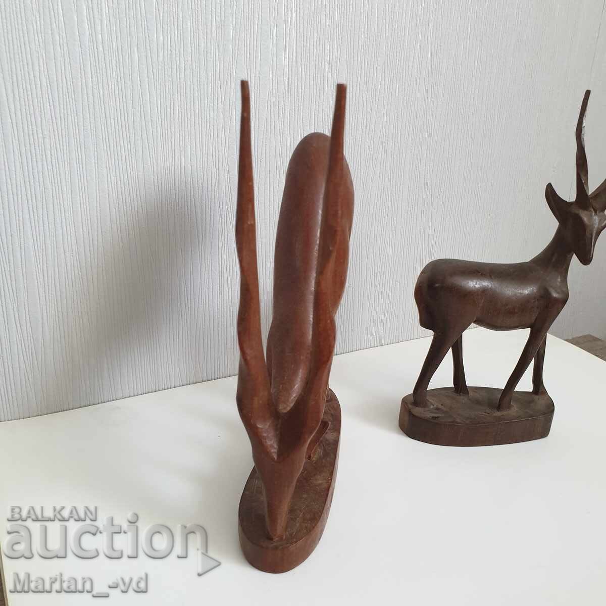 Old wooden deer figures with price 40.00 BGN | € 20.45