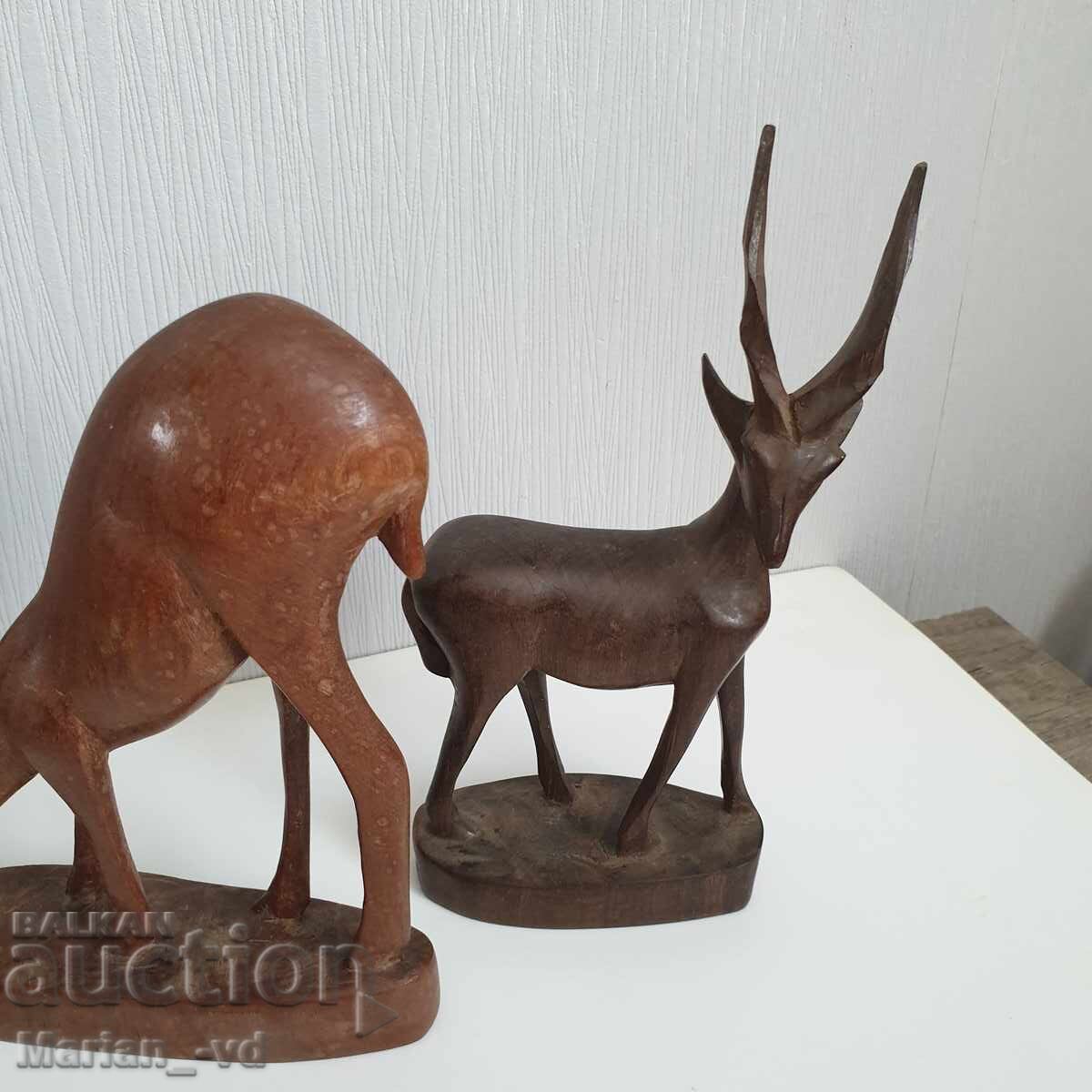 Auction  Old wooden deer figures