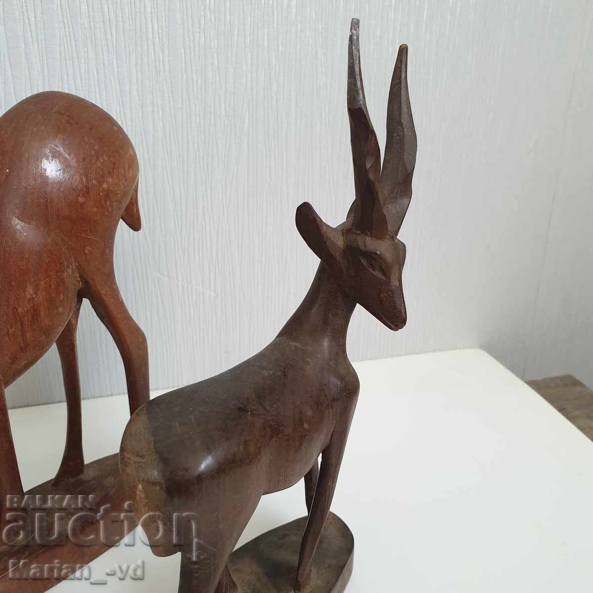 Old wooden deer figures - 5