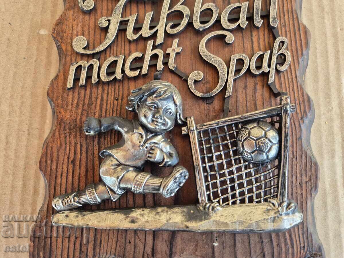 Panou, decorație, fotbal, bronz și lemn cu preț 29.90 BGN | € 15.29