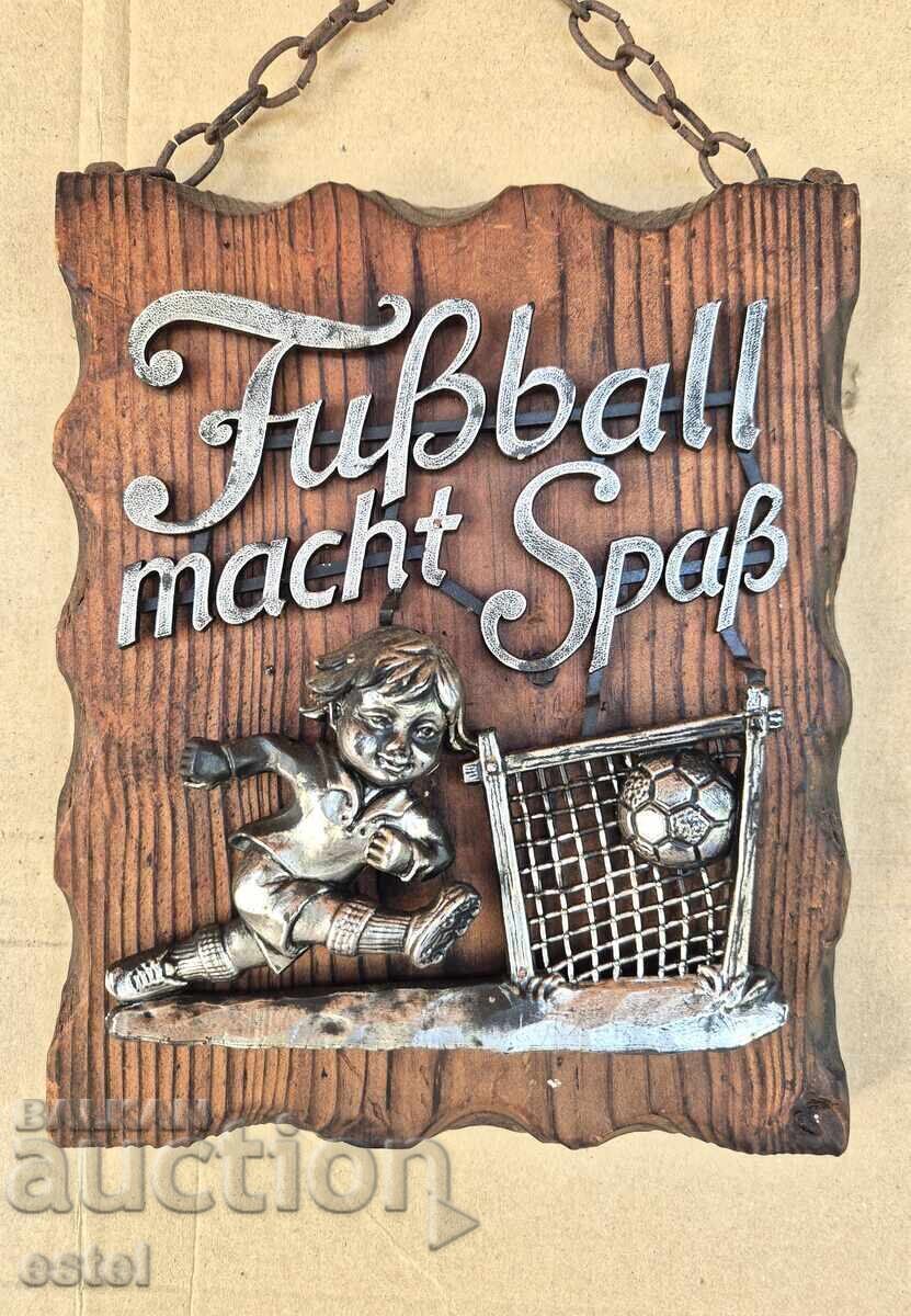 Πίνακας, διακόσμηση, ποδόσφαιρο, μπρούντζος και ξύλο