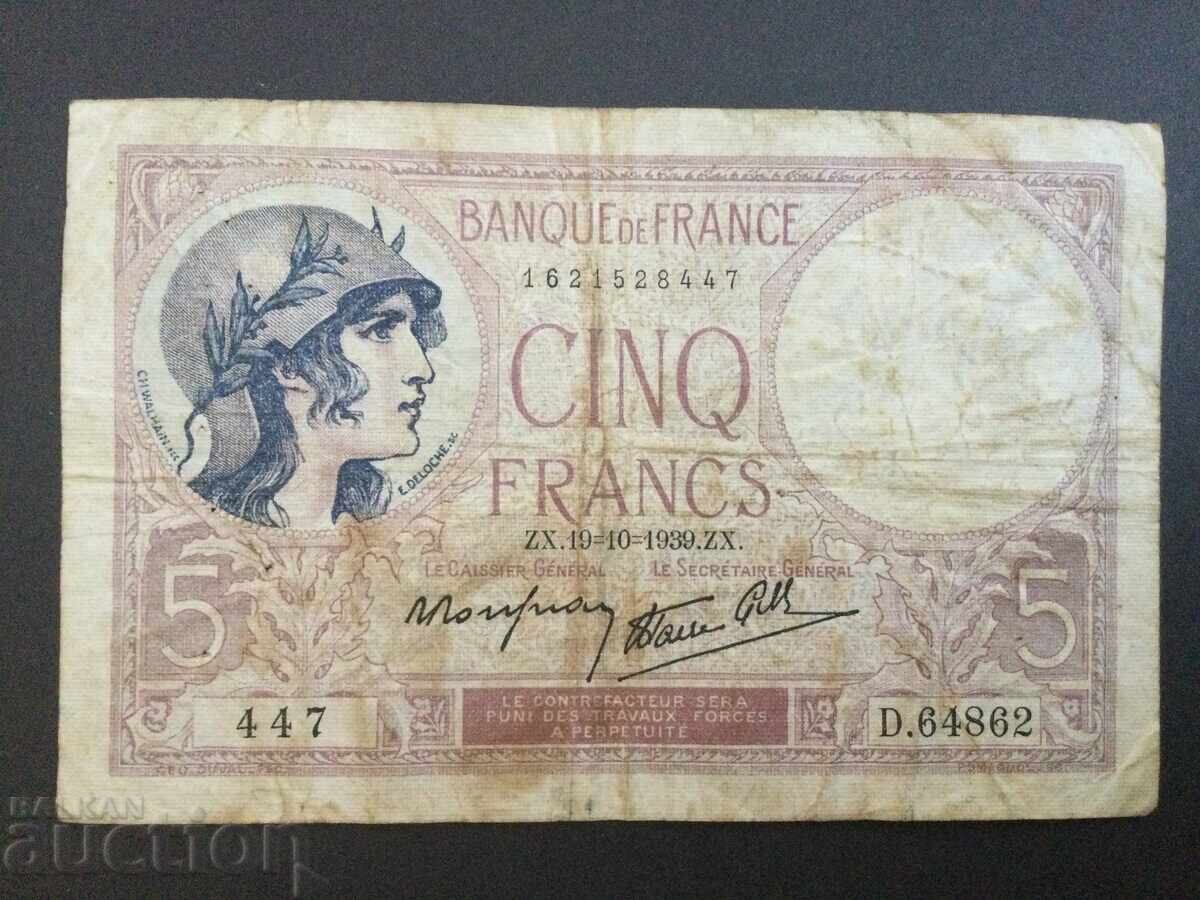 France 5 Francs 1939