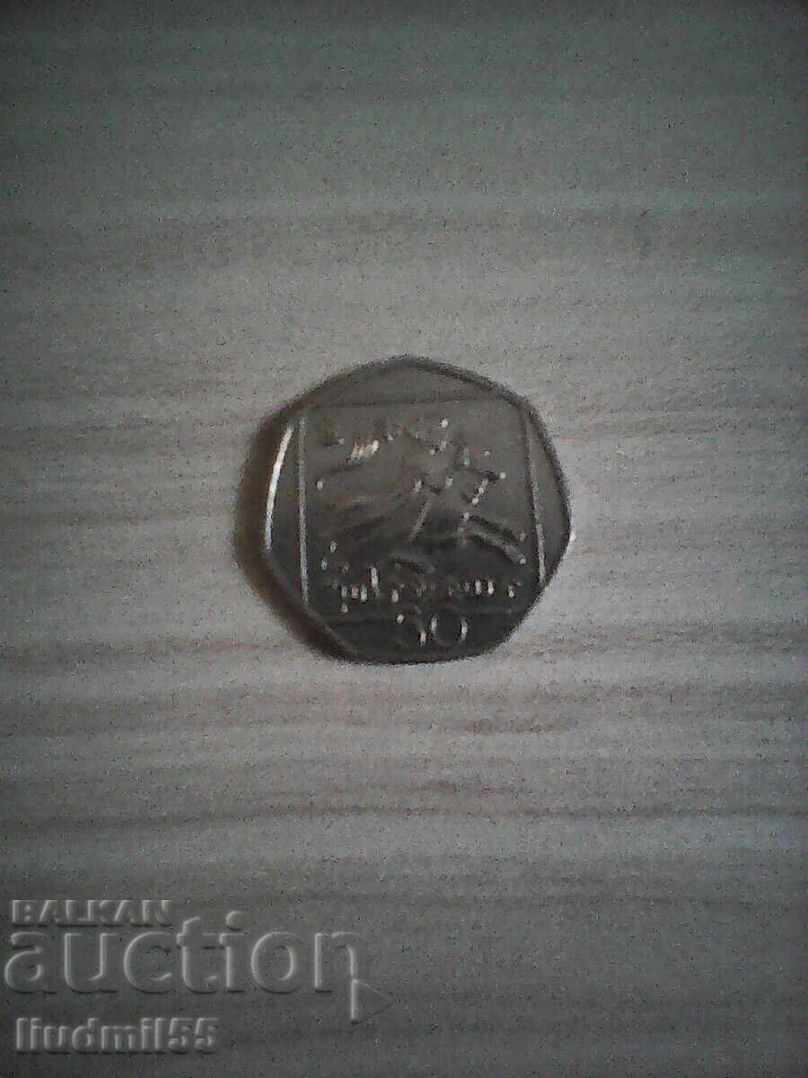 Cyprus 50 cents, 1991 Cyprus 50 cents, 1991