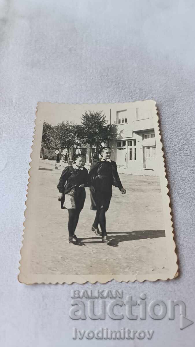 Photograph Ferdinand Two Young Girls on a Walk 1943 Photograph Ferdinand Two Young Girls on a Walk 1943