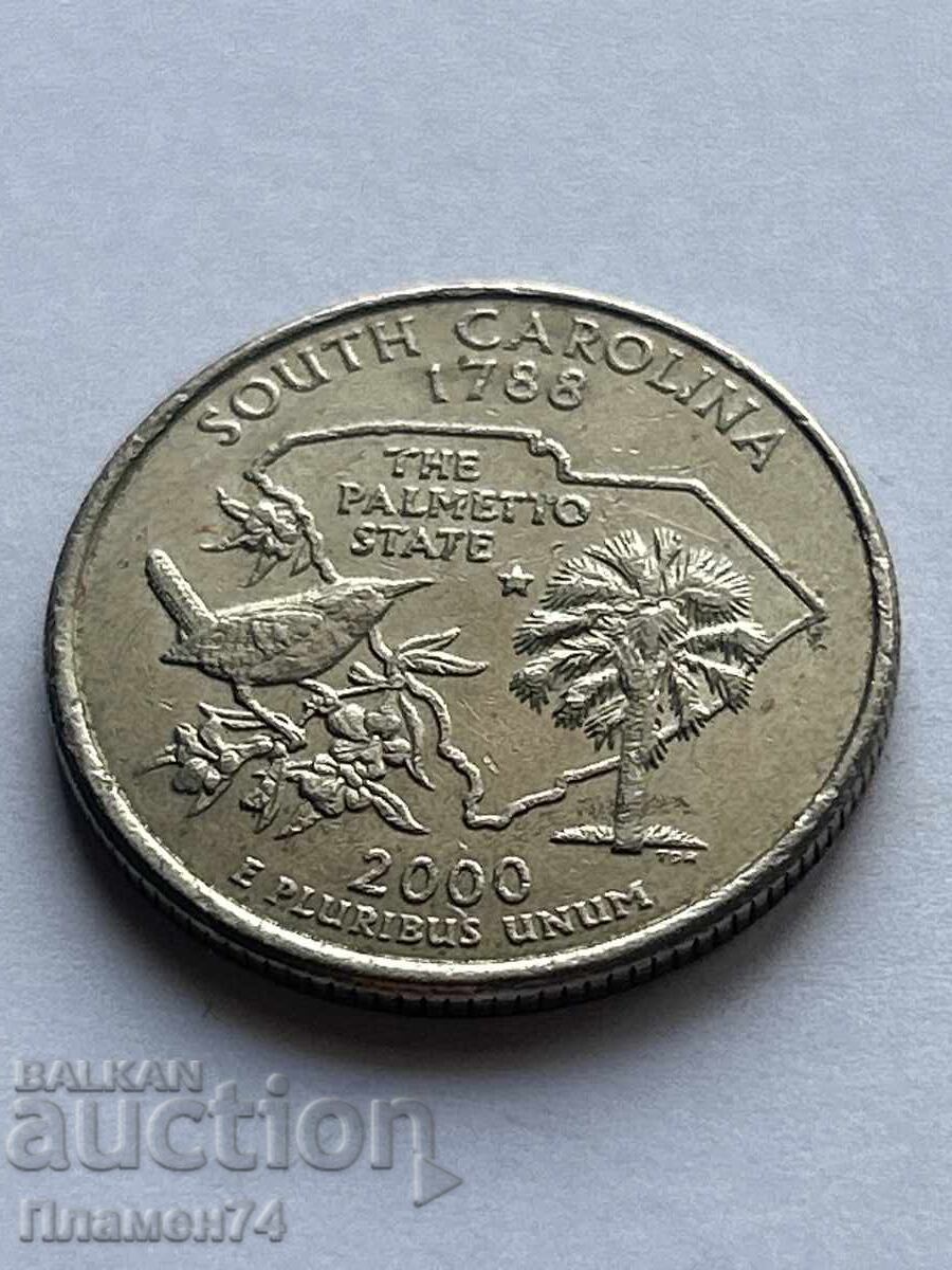 1/4 Dollar 2000 USA South Carolina D with price 2.00 BGN | € 1.02