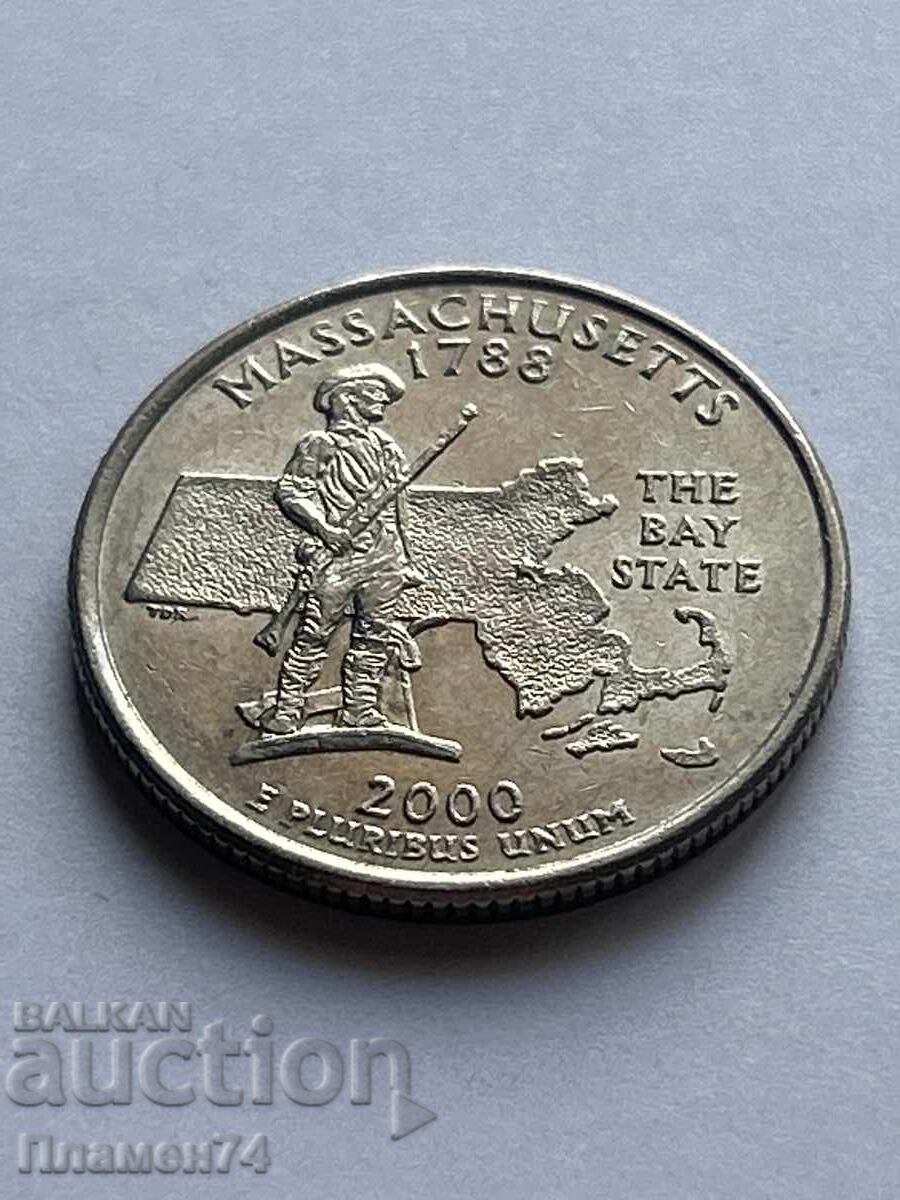 1/4 Dollar 2000 USA Massachusetts D with price 2.00 BGN | € 1.02