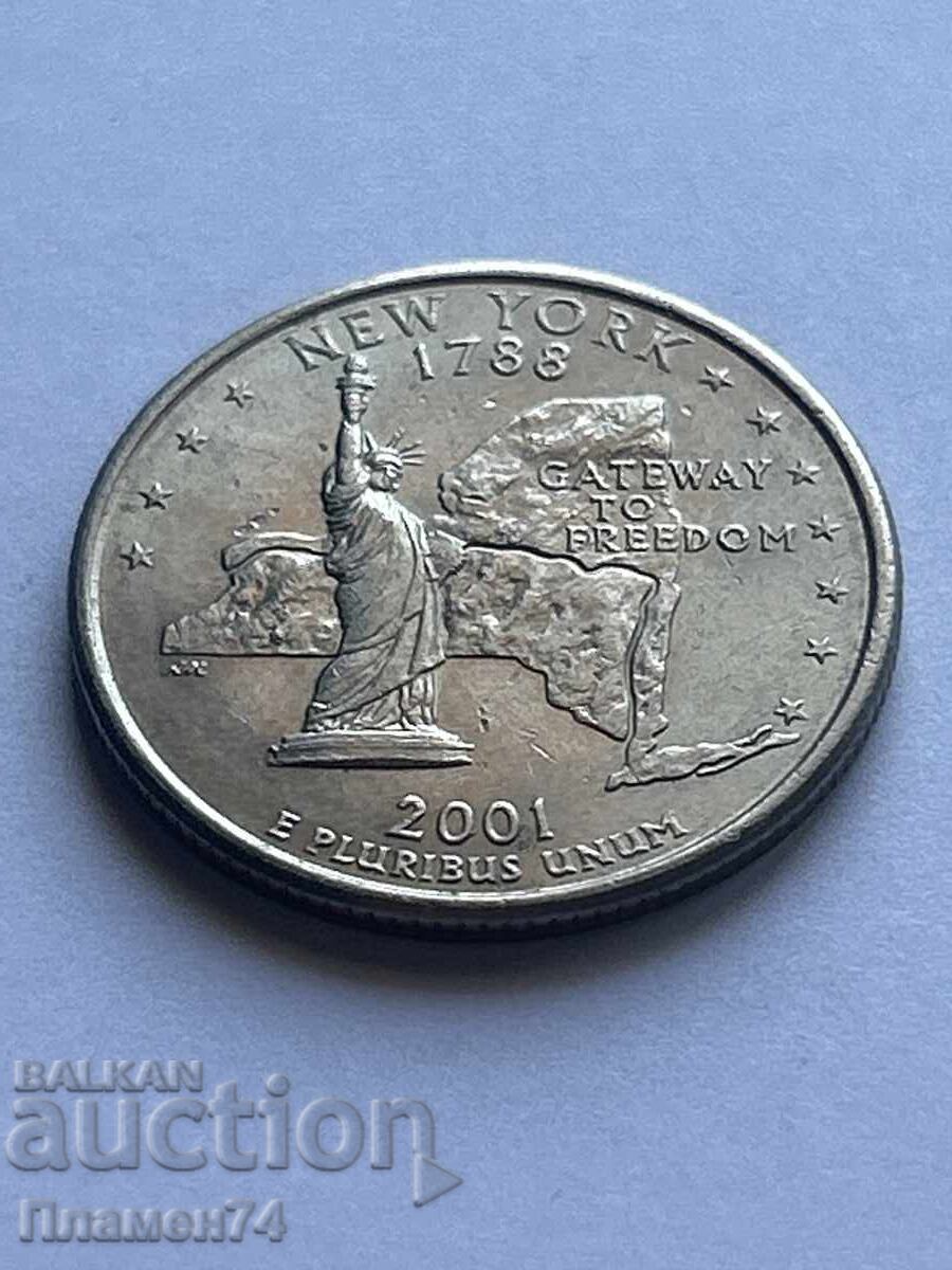 1/4 долар 2001 САЩ Ню Йорк P с цена 2.00 лв. | € 1.02
